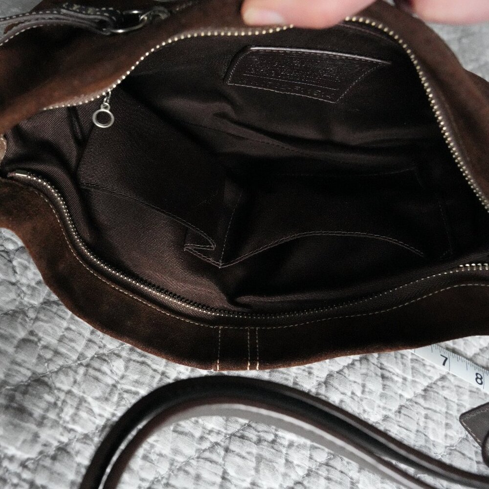 COACH Brown Suede East West Duffel Shoulder Bag F11514 - Picture 4 of 10